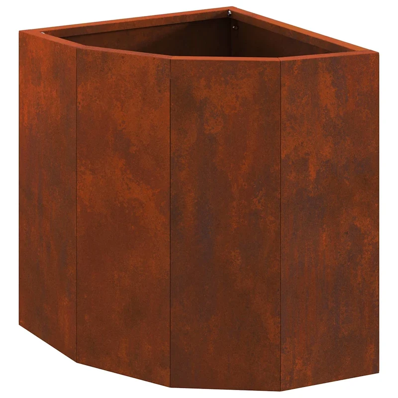 Jardinière d'angle épurée jardin terrasse 30 x 30 x 35 cm en acier rouillé 02_0052900