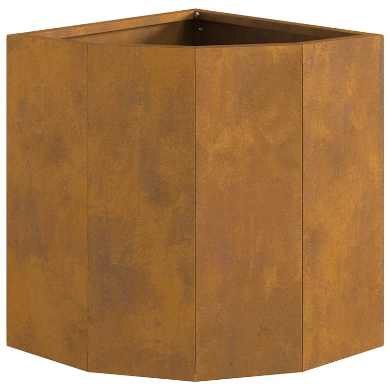 Jardinière d'angle épurée jardin terrasse 30 x 30 x 35 cm en acier rouillé 02_0052900