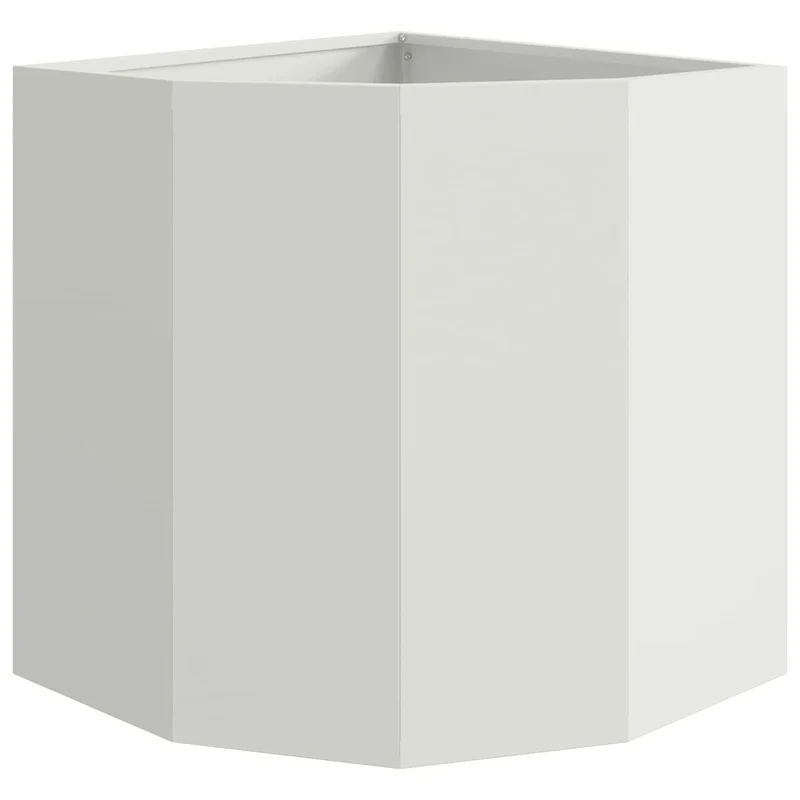 Jardinière d'angle moderne adaptée extérieur 45 x 45 x 50 cm en acier blanc 02_0052909