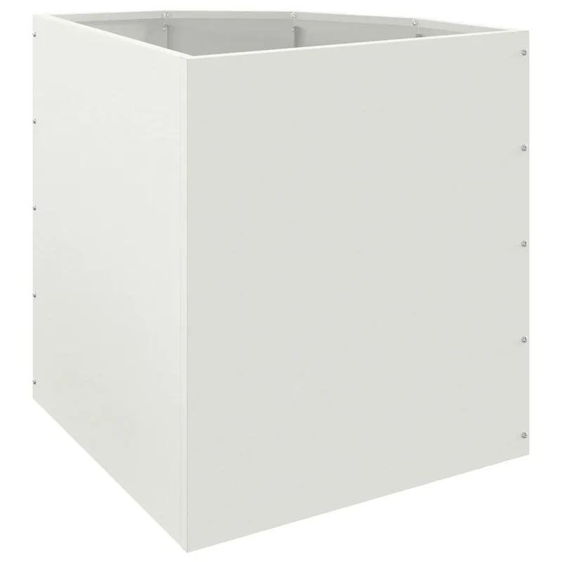 Jardinière d'angle moderne adaptée extérieur 45 x 45 x 50 cm en acier blanc 02_0052909