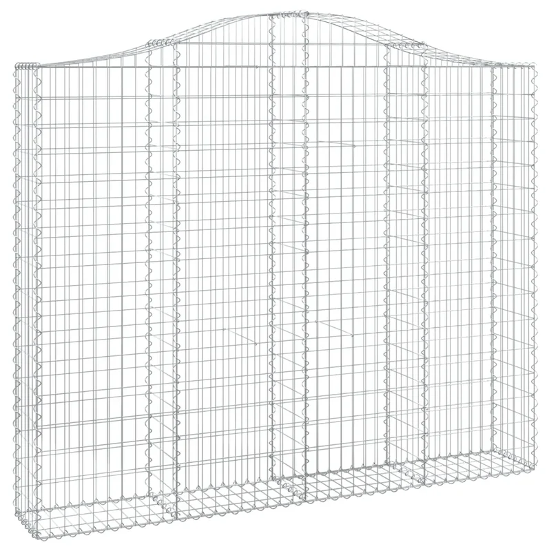 Lot de 2 paniers à gabions arqués jardin 200 x 30 x 160/180 cm décoratifs en fer galvanisé argenté 02_0055266