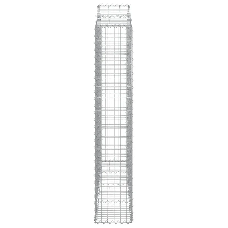 Lot de 2 paniers à gabions arqués jardin 200 x 30 x 160/180 cm décoratifs en fer galvanisé argenté 02_0055266