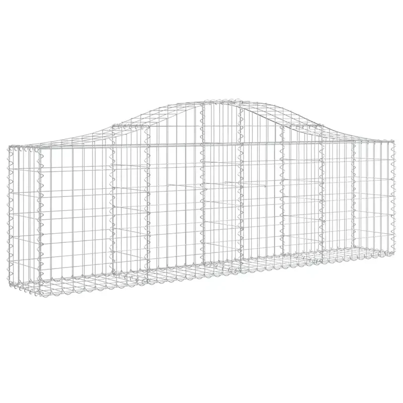 Lot de 10 paniers à gabions arqués 200 x 30 x 60/80 cm pour jardin décoratif en fer galvanisé argenté 02_0055255