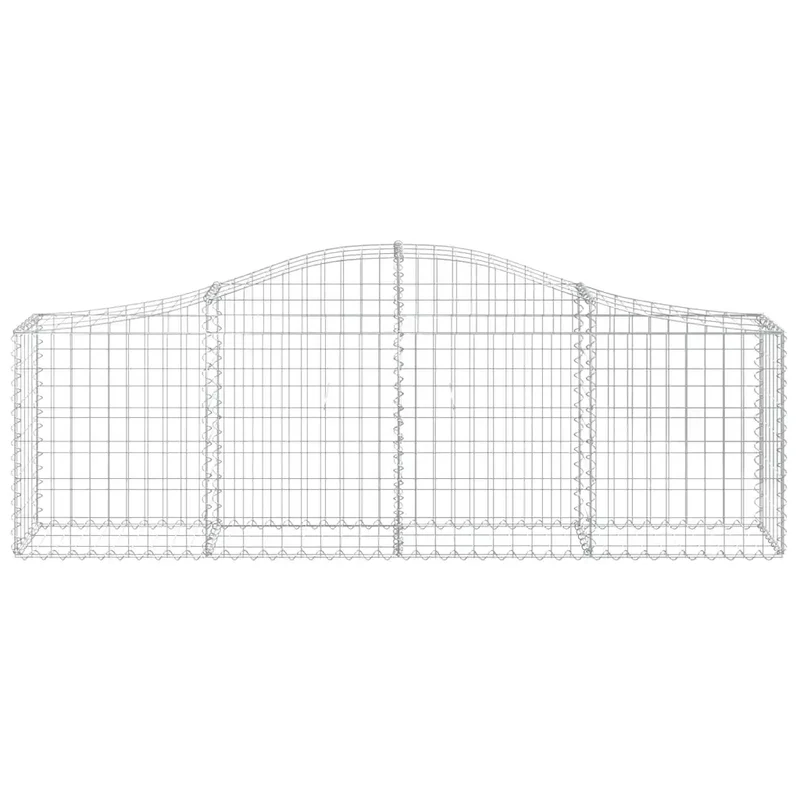 Lot de 10 paniers à gabions arqués 200 x 30 x 60/80 cm pour jardin décoratif en fer galvanisé argenté 02_0055255