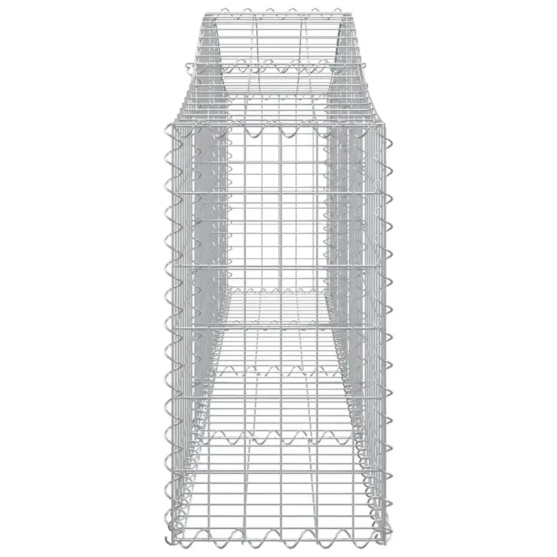 Lot de 10 paniers à gabions arqués 200 x 30 x 60/80 cm pour jardin décoratif en fer galvanisé argenté 02_0055255