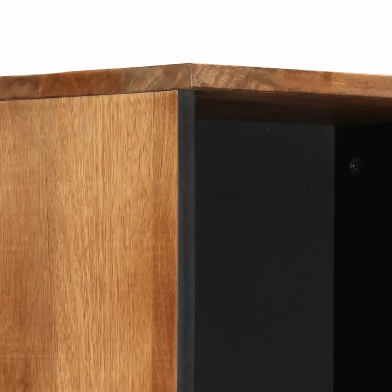 Armoire de salle de bain rétro 38 x 33 x 160 cm grand rangement avec motif sculpté en bois massif marron 02_0047316