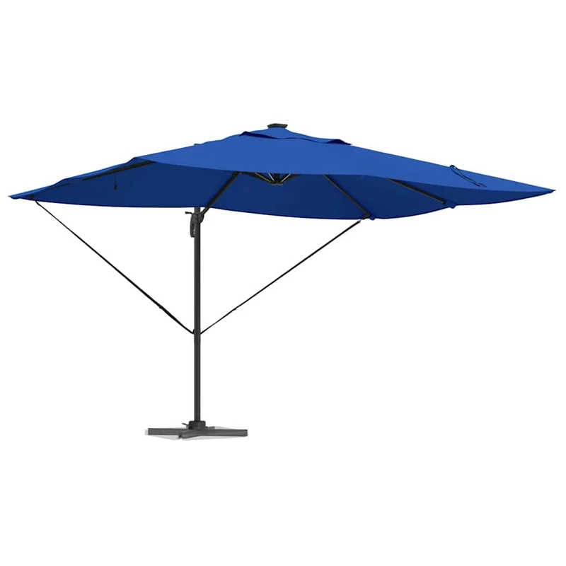 Parasol déporté moderne inclinable pour jardin terrasse 352 x 251 x 265 cm en polyester azur 02_0058704