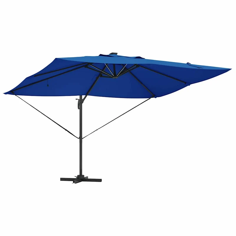 Parasol déporté moderne inclinable pour jardin terrasse 352 x 251 x 265 cm en polyester azur 02_0058704