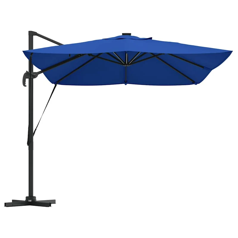 Parasol déporté moderne inclinable pour jardin terrasse 352 x 251 x 265 cm en polyester azur 02_0058704