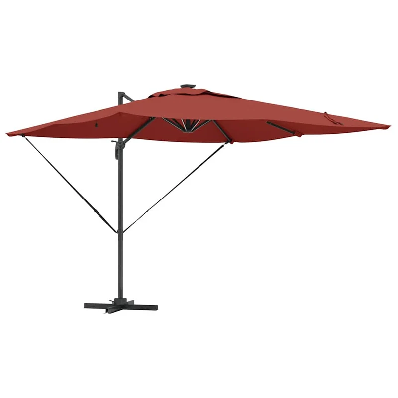 Parasol déporté rectangulaire 286 x 284 x 270 cm ombre généreuse design moderne en aluminium terre cuite 02_0058698