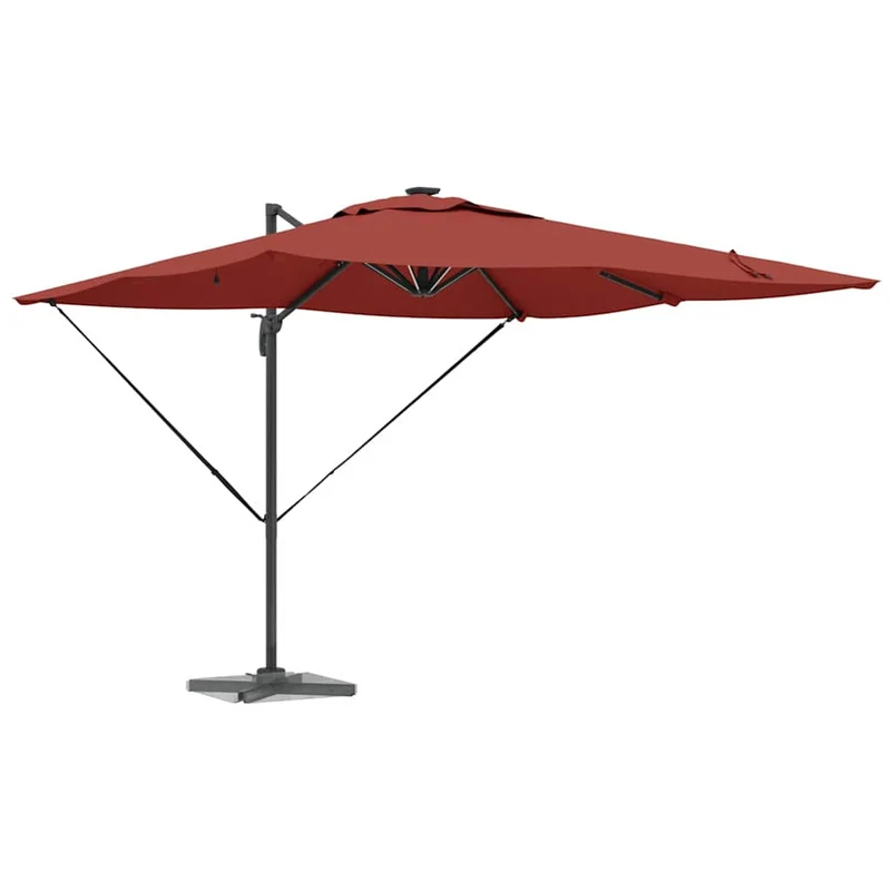 Parasol déporté rectangulaire 286 x 284 x 270 cm ombre généreuse design moderne en aluminium terre cuite 02_0058698