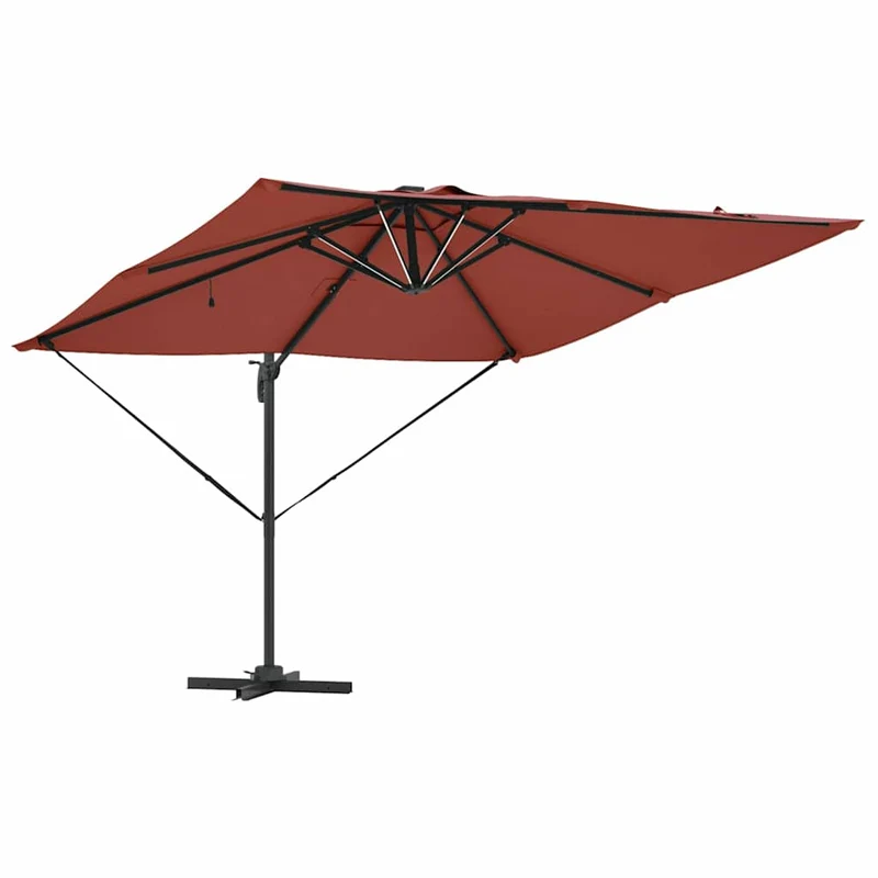 Parasol déporté rectangulaire 286 x 284 x 270 cm ombre généreuse design moderne en aluminium terre cuite 02_0058698