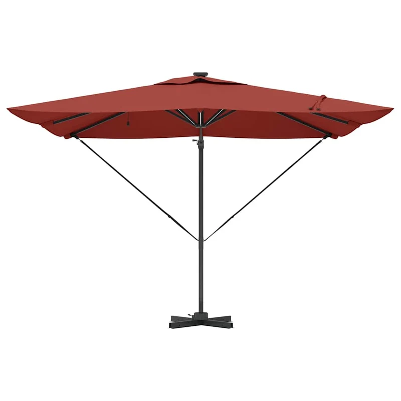 Parasol déporté rectangulaire 286 x 284 x 270 cm ombre généreuse design moderne en aluminium terre cuite 02_0058698