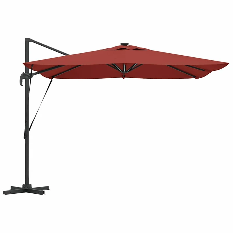 Parasol déporté rectangulaire 286 x 284 x 270 cm ombre généreuse design moderne en aluminium terre cuite 02_0058698