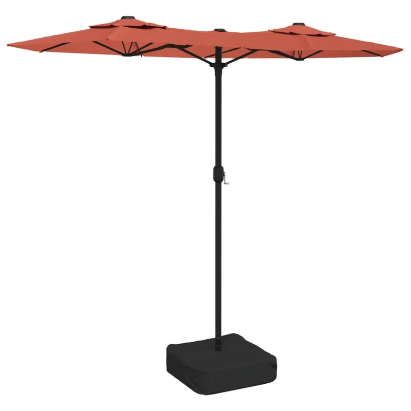 Parasol de jardin à double tête avec LED 316 x 145 cm fonctionnel et élégant en polyester terre cuite 02_0047397