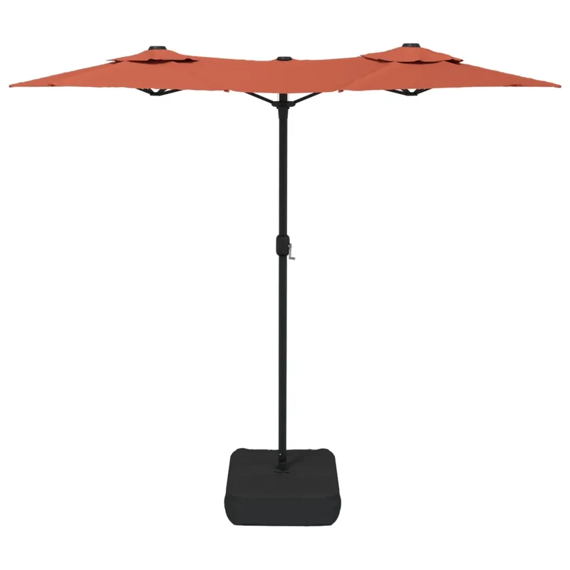 Parasol de jardin à double tête avec LED 316 x 145 cm fonctionnel et élégant en polyester terre cuite 02_0047397