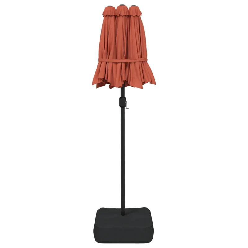 Parasol de jardin à double tête avec LED 316 x 145 cm fonctionnel et élégant en polyester terre cuite 02_0047397