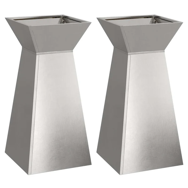 Lot de 2 jardinières à pilier contemporain extérieur 35 x 35 x 73 cm en métal argent 02_0052405