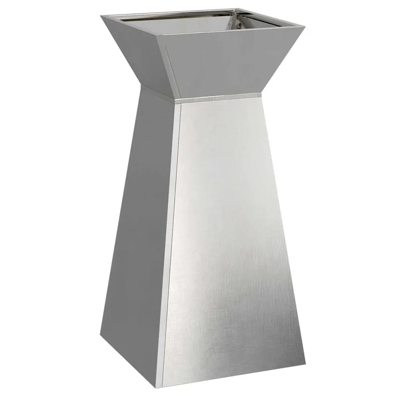 Lot de 2 jardinières à pilier contemporain extérieur 35 x 35 x 73 cm en métal argent 02_0052405