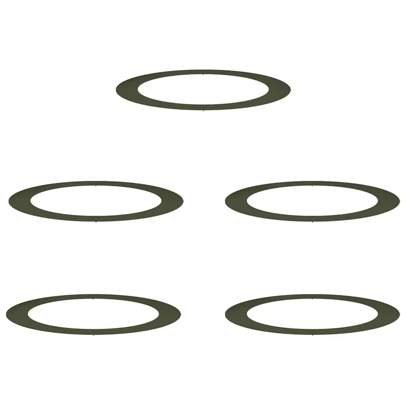 Lot de 5 anneaux d'arbre plats jardin extérieur 120 x 120 cm protège racines moderne en acier vert olive 02_0052348