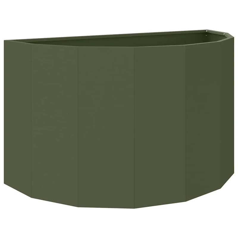 Jardinière demi-ronde moderne extérieur 90 x 45 x 50 cm design contemporain en acier vert olive 02_0052953