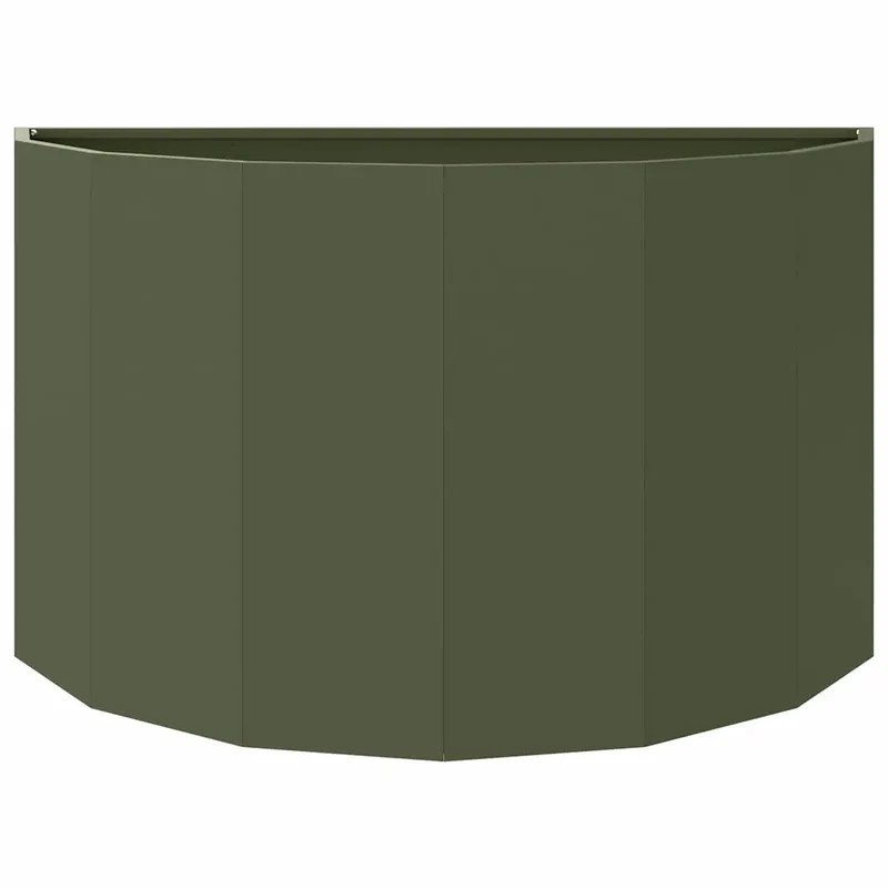 Jardinière demi-ronde moderne extérieur 90 x 45 x 50 cm design contemporain en acier vert olive 02_0052953