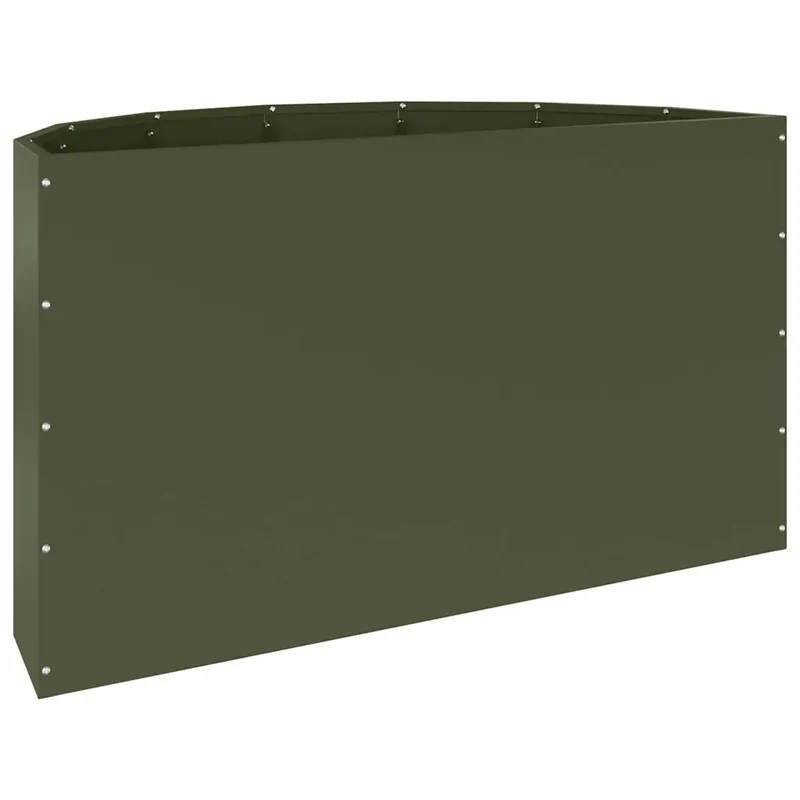 Jardinière demi-ronde moderne extérieur 90 x 45 x 50 cm design contemporain en acier vert olive 02_0052953
