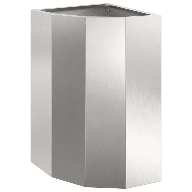 Jardinière d'angle moderne adaptée extérieur 30 x 30 x 50 cm en acier inoxydable argent 02_0052919