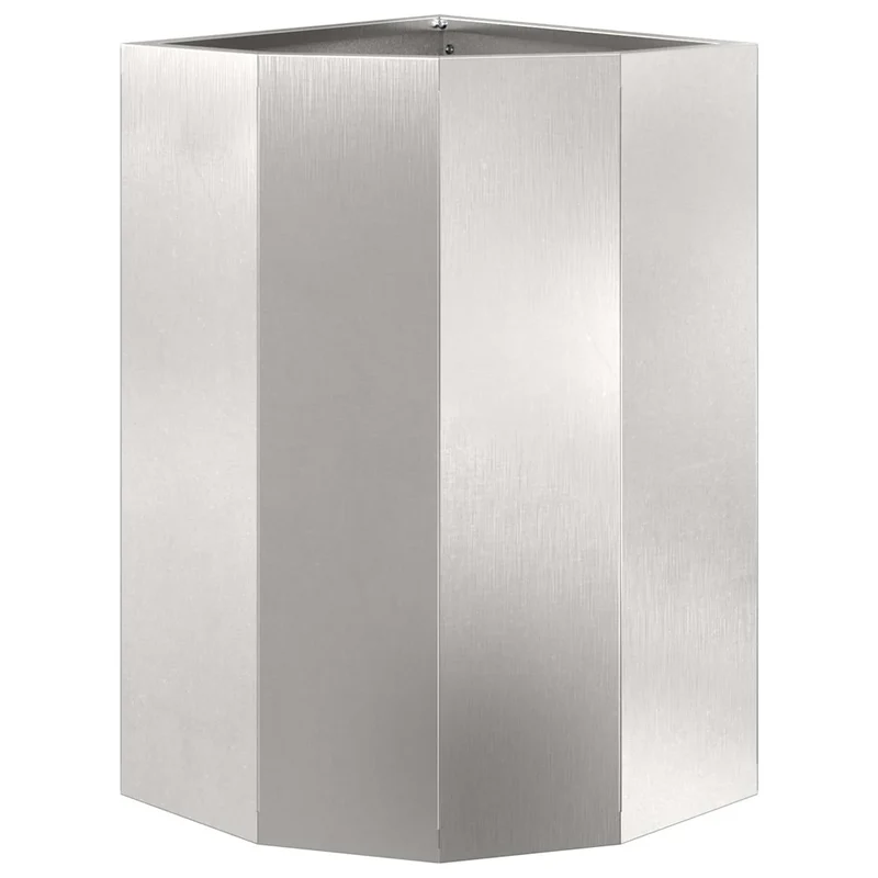 Jardinière d'angle moderne adaptée extérieur 30 x 30 x 50 cm en acier inoxydable argent 02_0052919