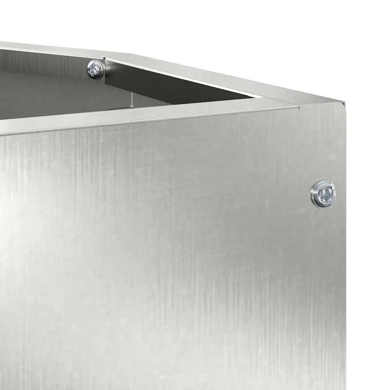 Jardinière d'angle moderne adaptée extérieur 30 x 30 x 50 cm en acier inoxydable argent 02_0052919