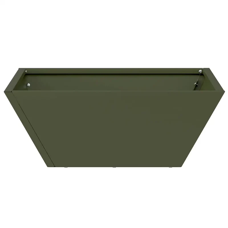 Cache-pot de jardin trapézoïdal moderne extérieur 40 x 40 x 15 cm en acier vert olive 02_0052374