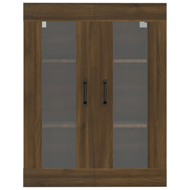 Armoire murale suspendue design pratique rangement polyvalent 69,5 x 34 x 90 cm en bois d'ingénierie chêne marron 02_0048320
