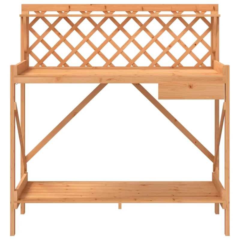 Banc de rempotage avec treillis 110 x 50 x 117 cm espace rangement durable style jardin en bois massif marron 02_0047463