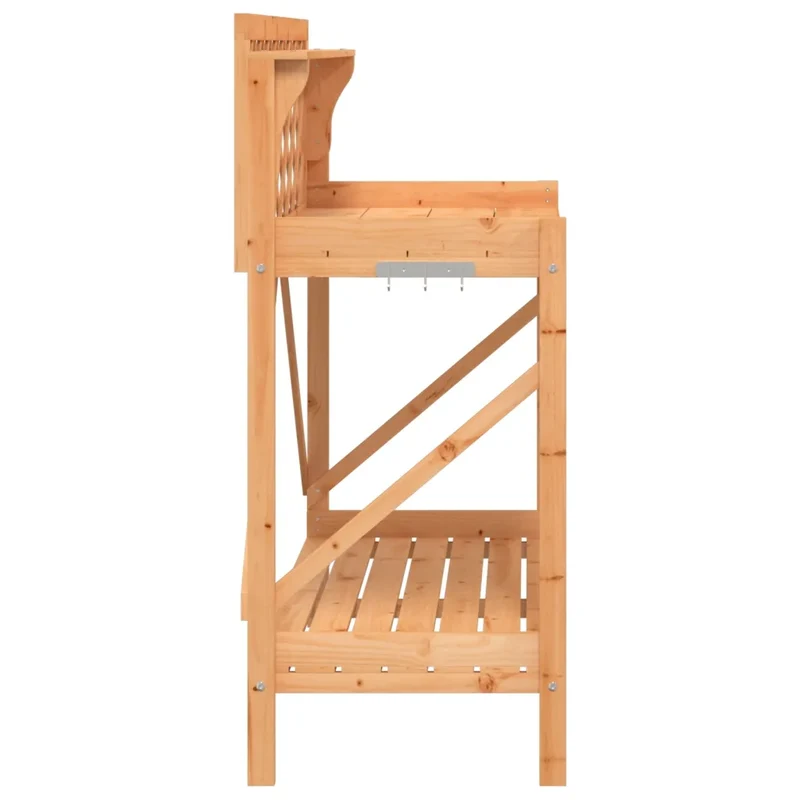 Banc de rempotage avec treillis 110 x 50 x 117 cm espace rangement durable style jardin en bois massif marron 02_0047463