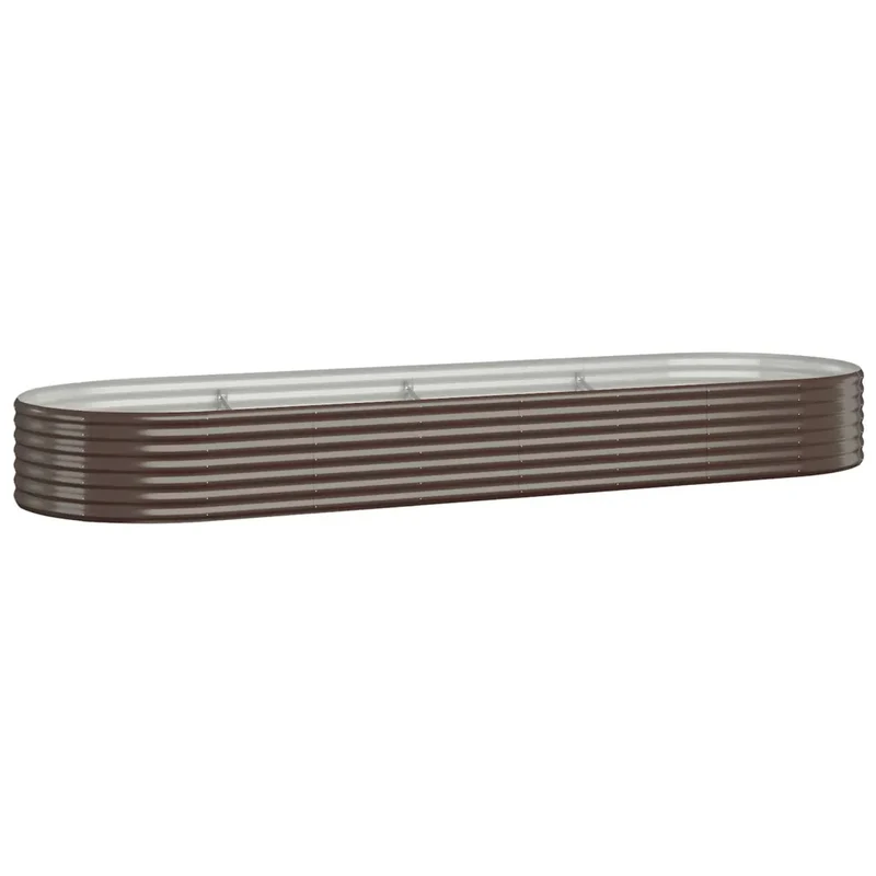 Lot de 1 lit surélevé de jardin ovale 322 x 100 x 36 cm usage extérieur design moderne en acier galvanisé marron 02_0046580