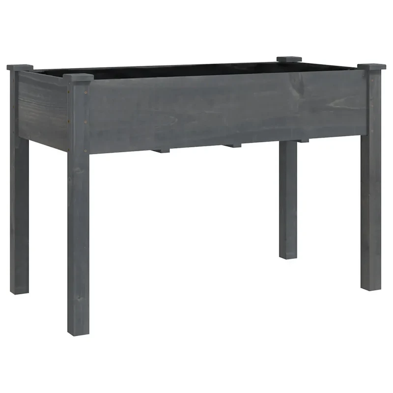 Jardinière avec doublure pratique tendance jardin extérieur 118 x 59 x 76 cm en bois massif gris 02_0047412