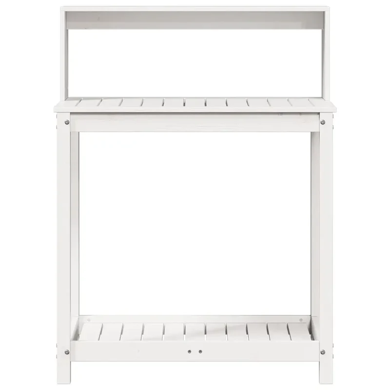 Table de rempotage extérieure avec étagères 82,5 x 50 x 109,5 cm design rustique jardin en bois massif blanc 02_0049244