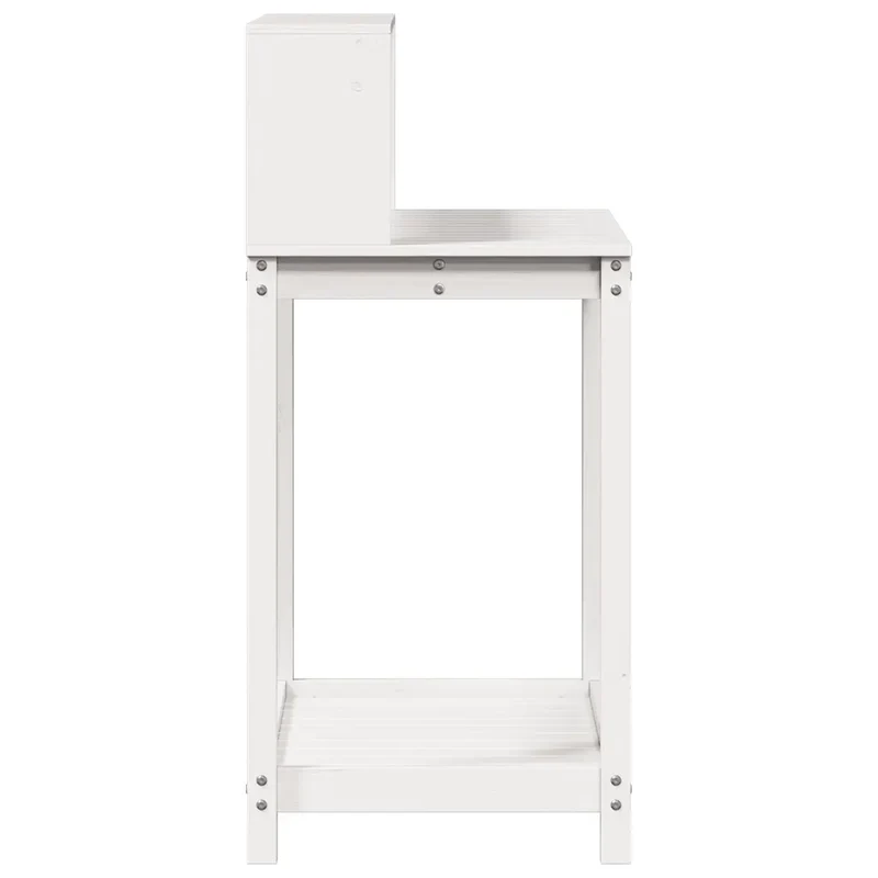 Table de rempotage extérieure avec étagères 82,5 x 50 x 109,5 cm design rustique jardin en bois massif blanc 02_0049244