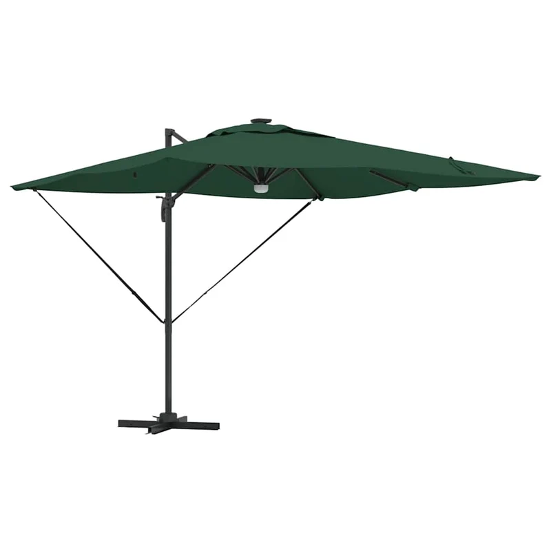 Parasol rectangulaire inclinable 286 x 284 x 270 cm avec éclairage LED moderne jardin en polyester vert 02_0058724