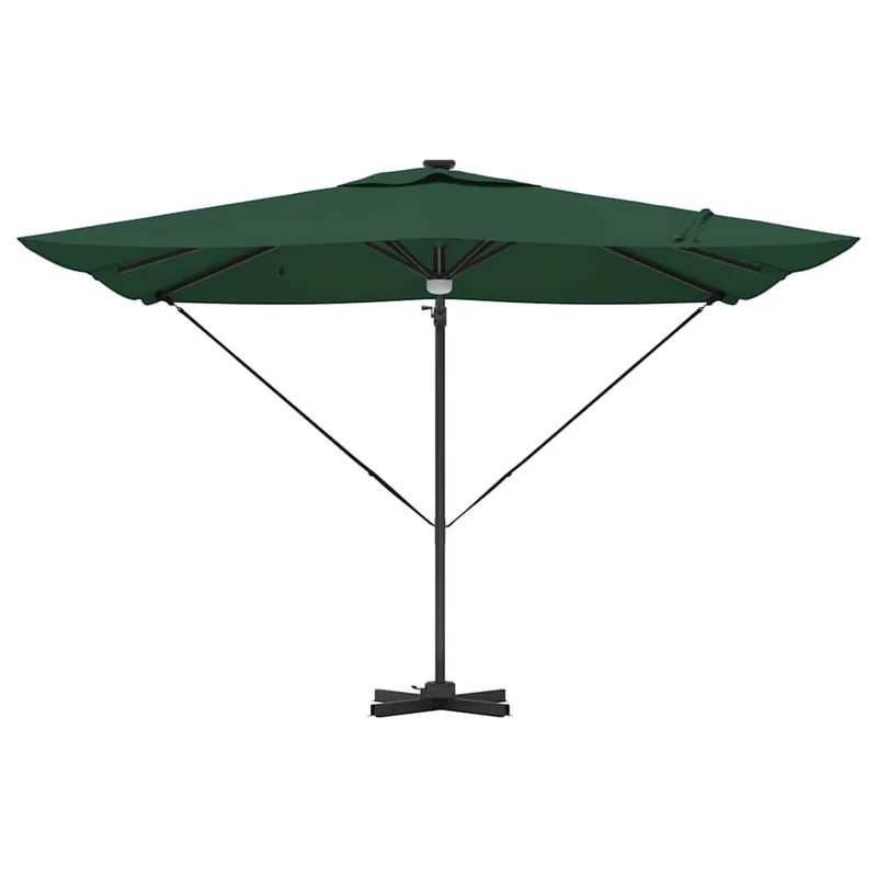 Parasol rectangulaire inclinable 286 x 284 x 270 cm avec éclairage LED moderne jardin en polyester vert 02_0058724