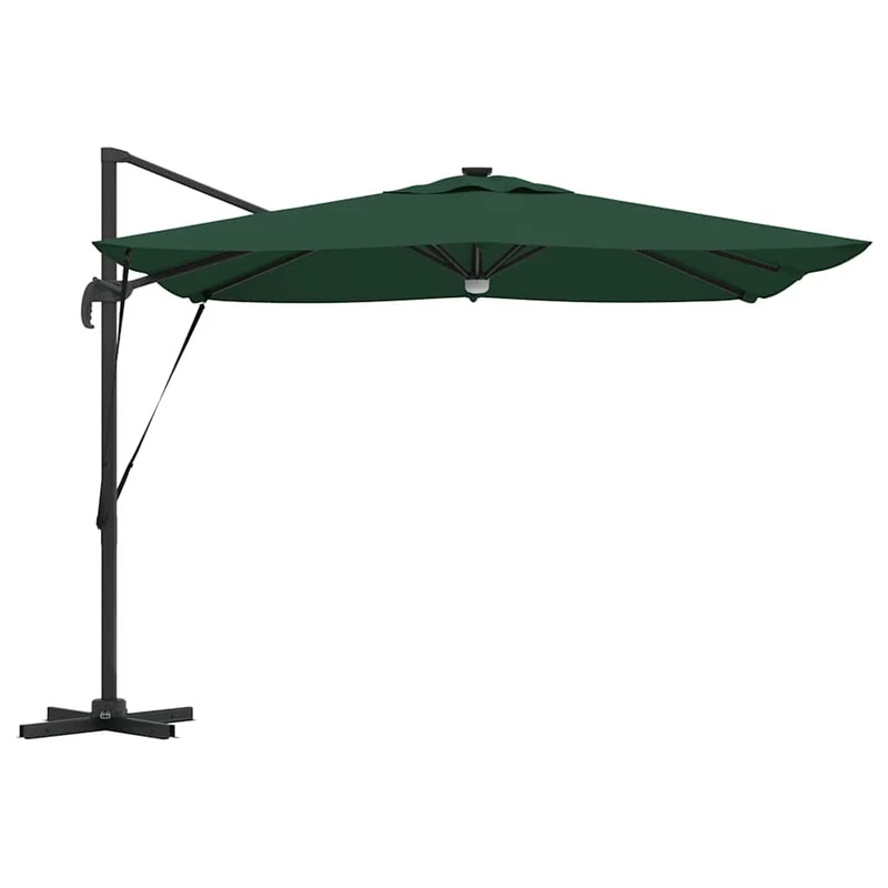 Parasol rectangulaire inclinable 286 x 284 x 270 cm avec éclairage LED moderne jardin en polyester vert 02_0058724