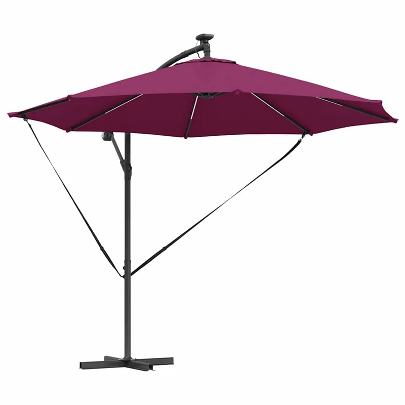 Parasol cantilever moderne inclinable jardin 294 x 294 x 248 cm en polyester bordeaux 02_0058761