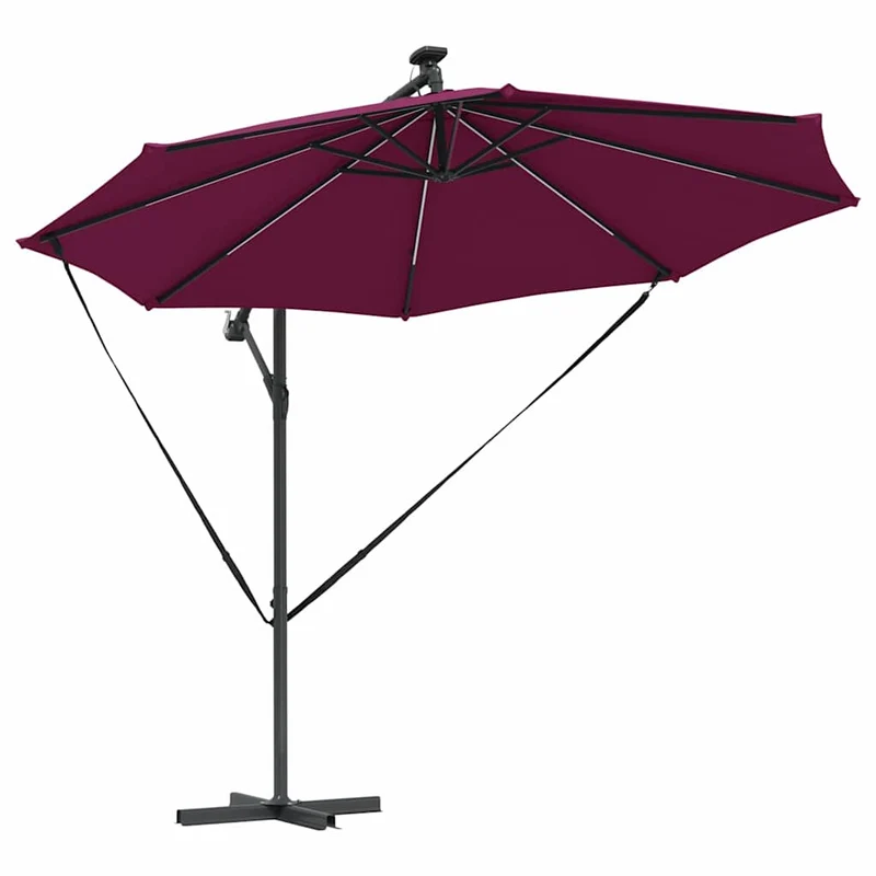 Parasol cantilever moderne inclinable jardin 294 x 294 x 248 cm en polyester bordeaux 02_0058761