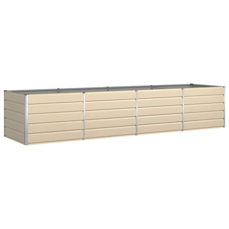 Jardinière rectangulaire moderne pour terrasse 195 x 100 x 45 cm fonctionnalité esthétique en acier galvanisé ivoire 02_0059170