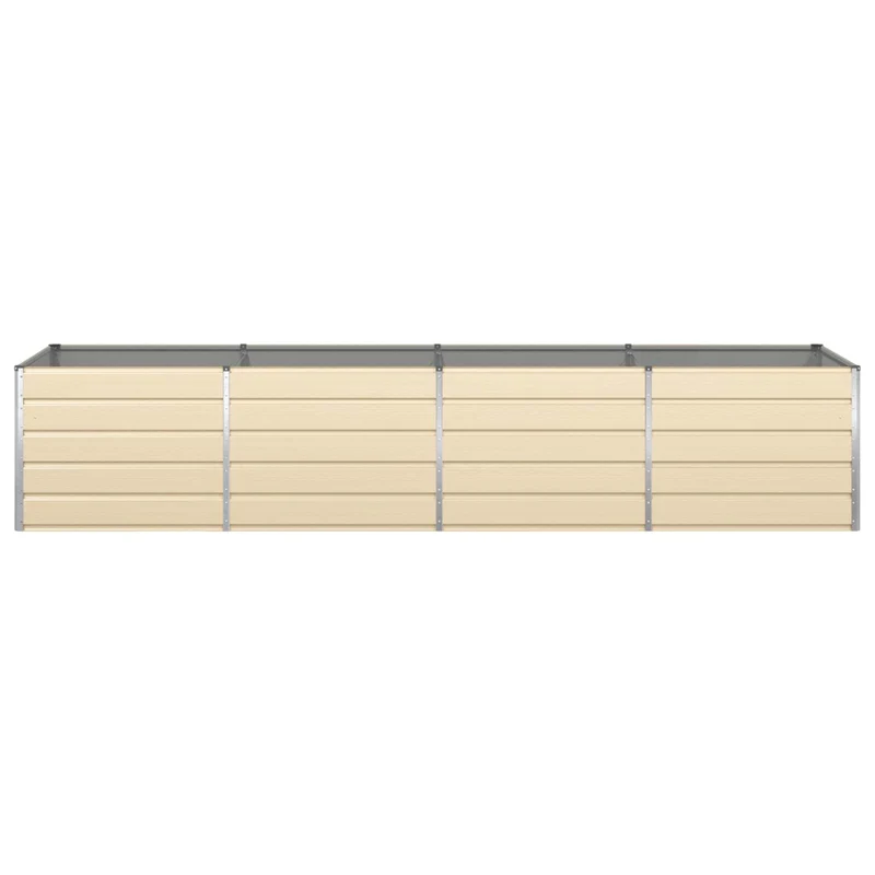 Jardinière rectangulaire moderne pour terrasse 195 x 100 x 45 cm fonctionnalité esthétique en acier galvanisé ivoire 02_0059170
