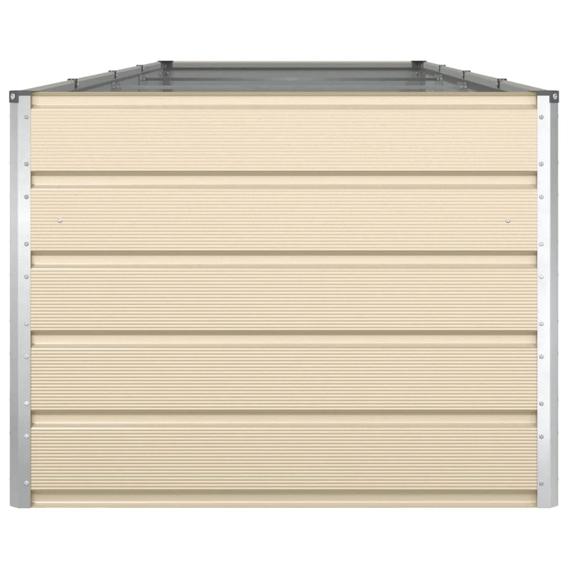 Jardinière rectangulaire moderne pour terrasse 195 x 100 x 45 cm fonctionnalité esthétique en acier galvanisé ivoire 02_0059170