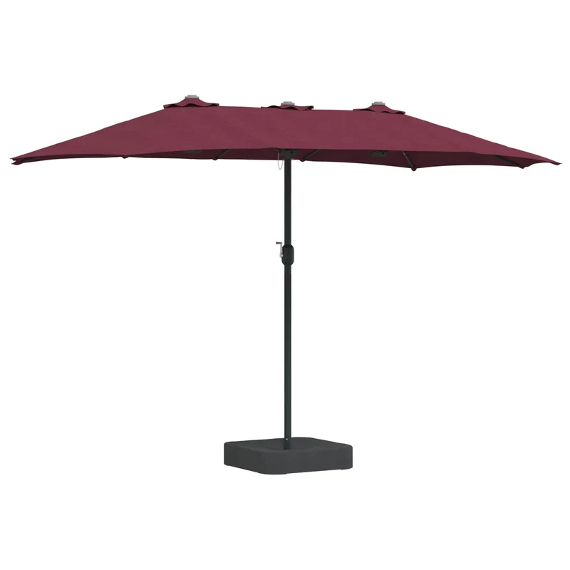 Parasol de jardin moderne pliable 385 x 209 x 244 cm avec éclairage LED ambiance cosy en polyester bordeaux 02_0058686