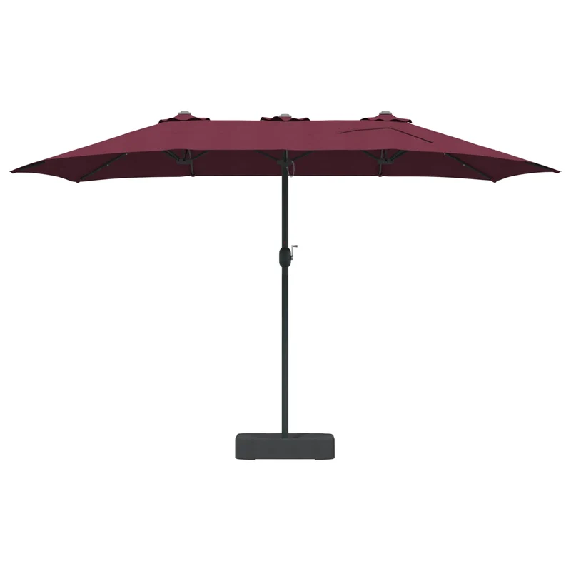 Parasol de jardin moderne pliable 385 x 209 x 244 cm avec éclairage LED ambiance cosy en polyester bordeaux 02_0058686