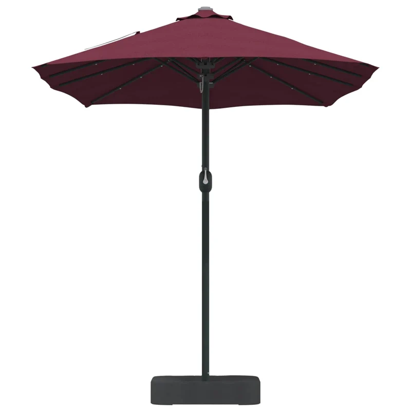 Parasol de jardin moderne pliable 385 x 209 x 244 cm avec éclairage LED ambiance cosy en polyester bordeaux 02_0058686