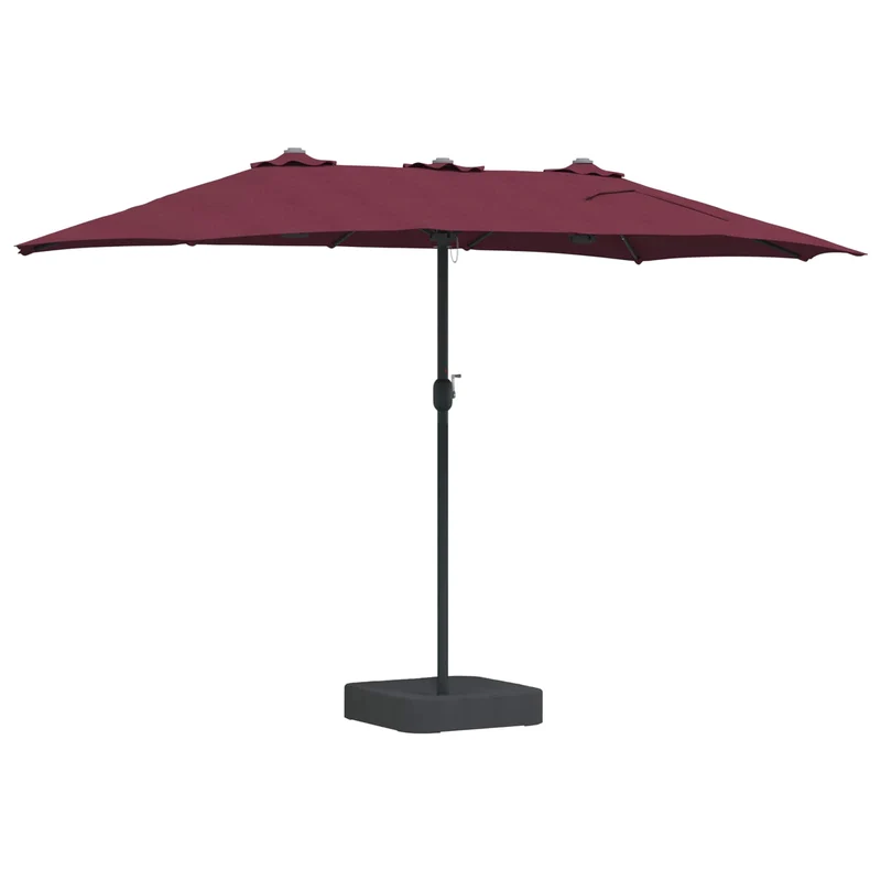 Parasol de jardin moderne pliable 385 x 209 x 244 cm avec éclairage LED ambiance cosy en polyester bordeaux 02_0058686